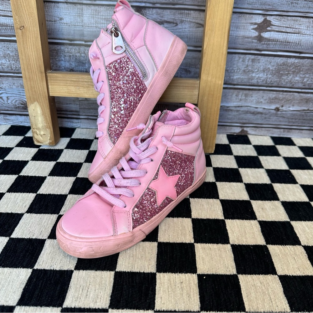 Vintage Havana Pink Glitter High-Top Sneakers